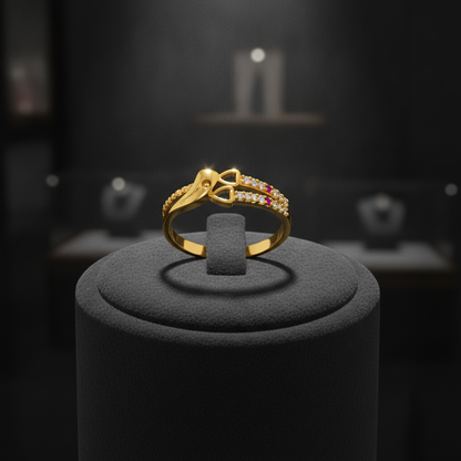 Stylish Bow Design Ring with CZ Stones for Women