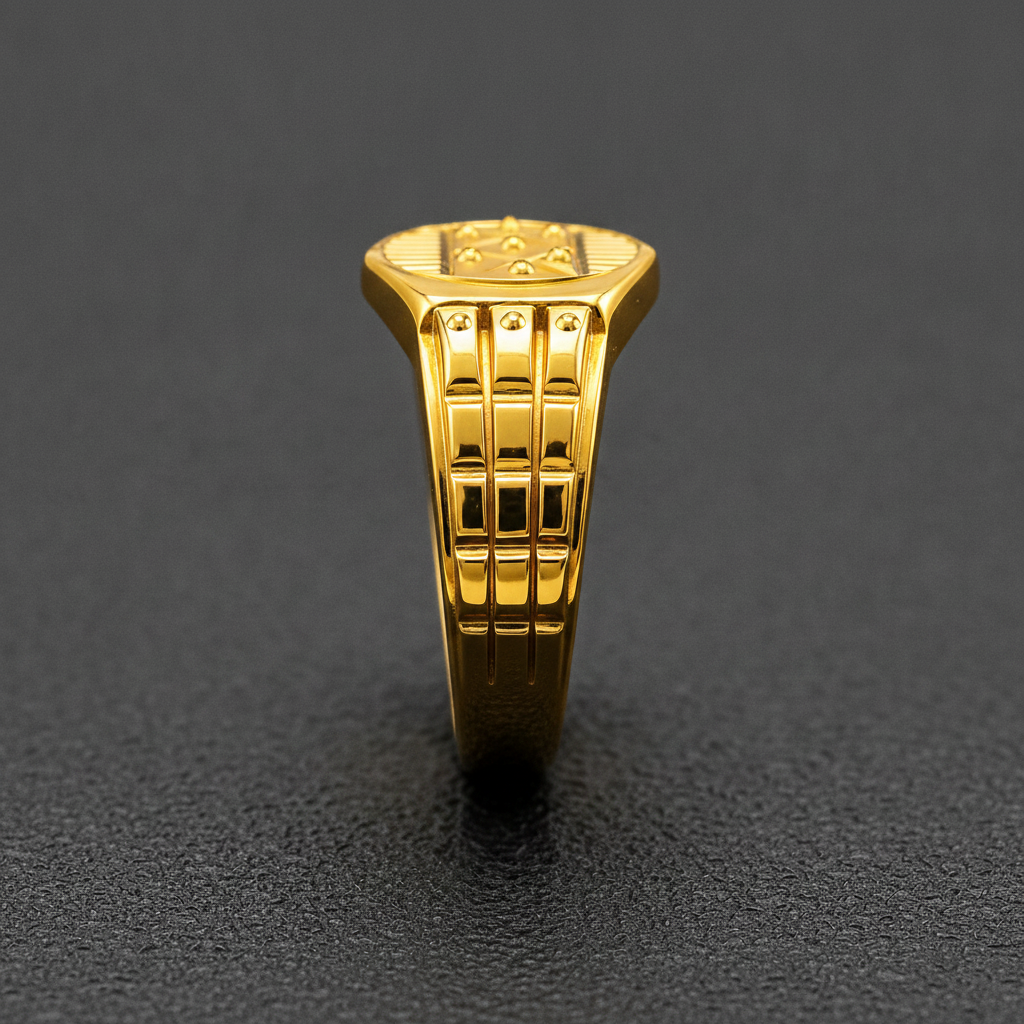 Royal Geo Crest Statement Ring for Men