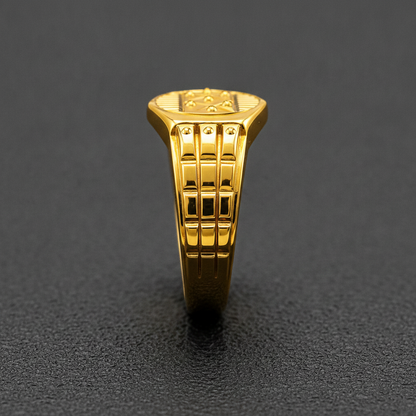 Royal Geo Crest Statement Ring for Men