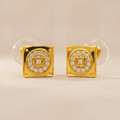Regal Quadrant Crystal Stud Earrings