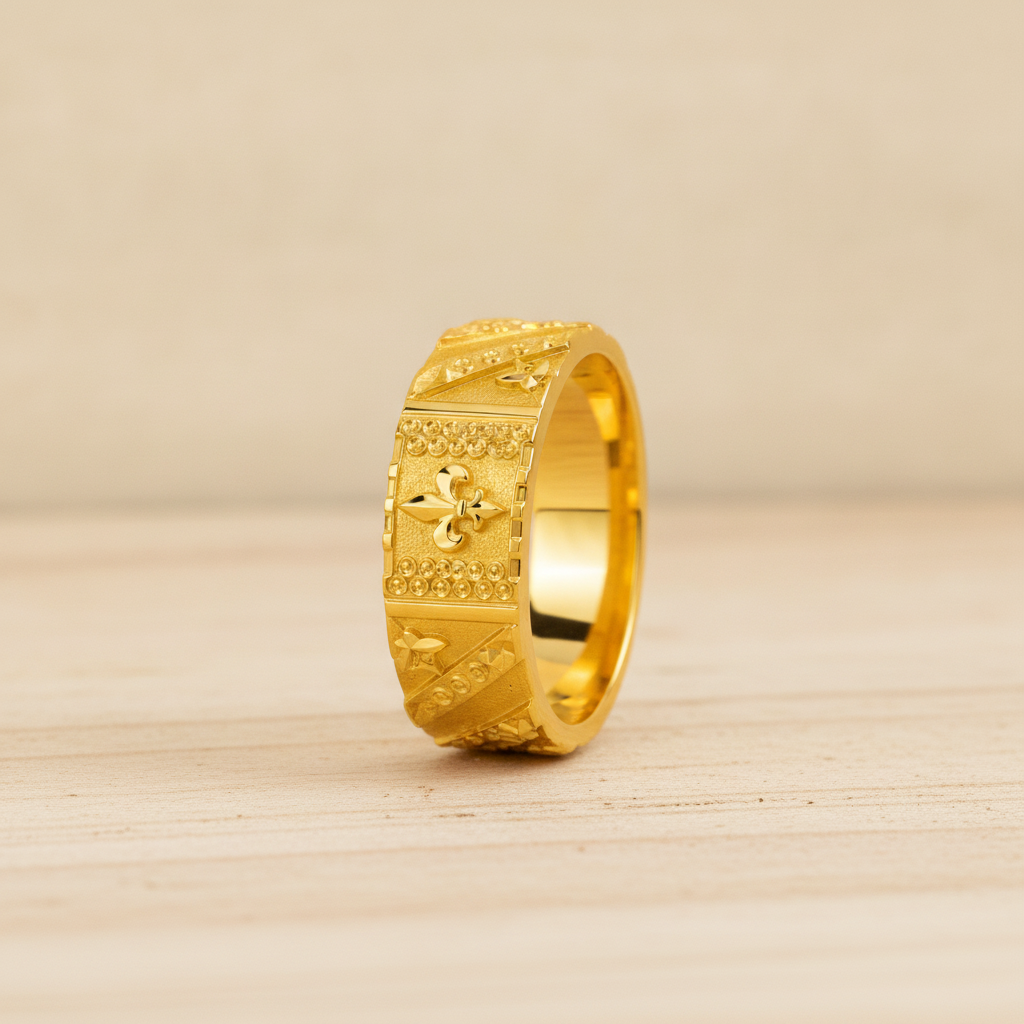 Royal Fleur Crest Heritage Statement Ring for Men