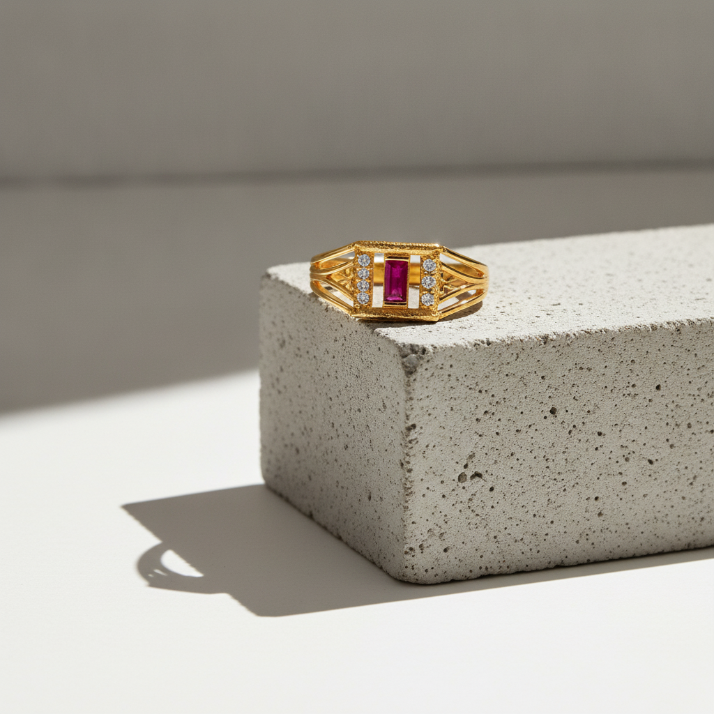 Regal Ruby Horizon Elegance Statement Ring for Women