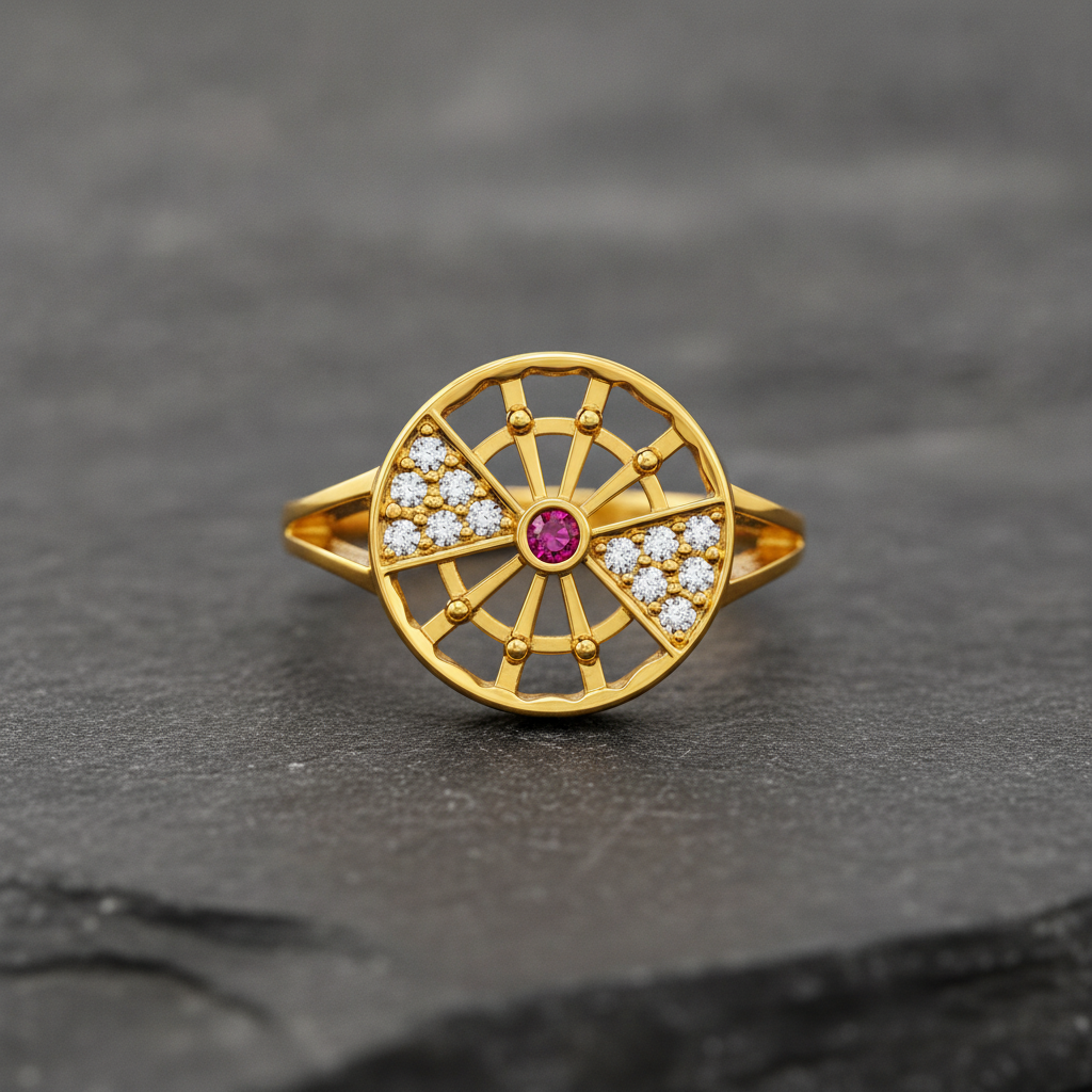 Regal Radiant Wheel Statement Ring For Women