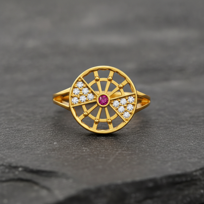 Regal Radiant Wheel Statement Ring For Women