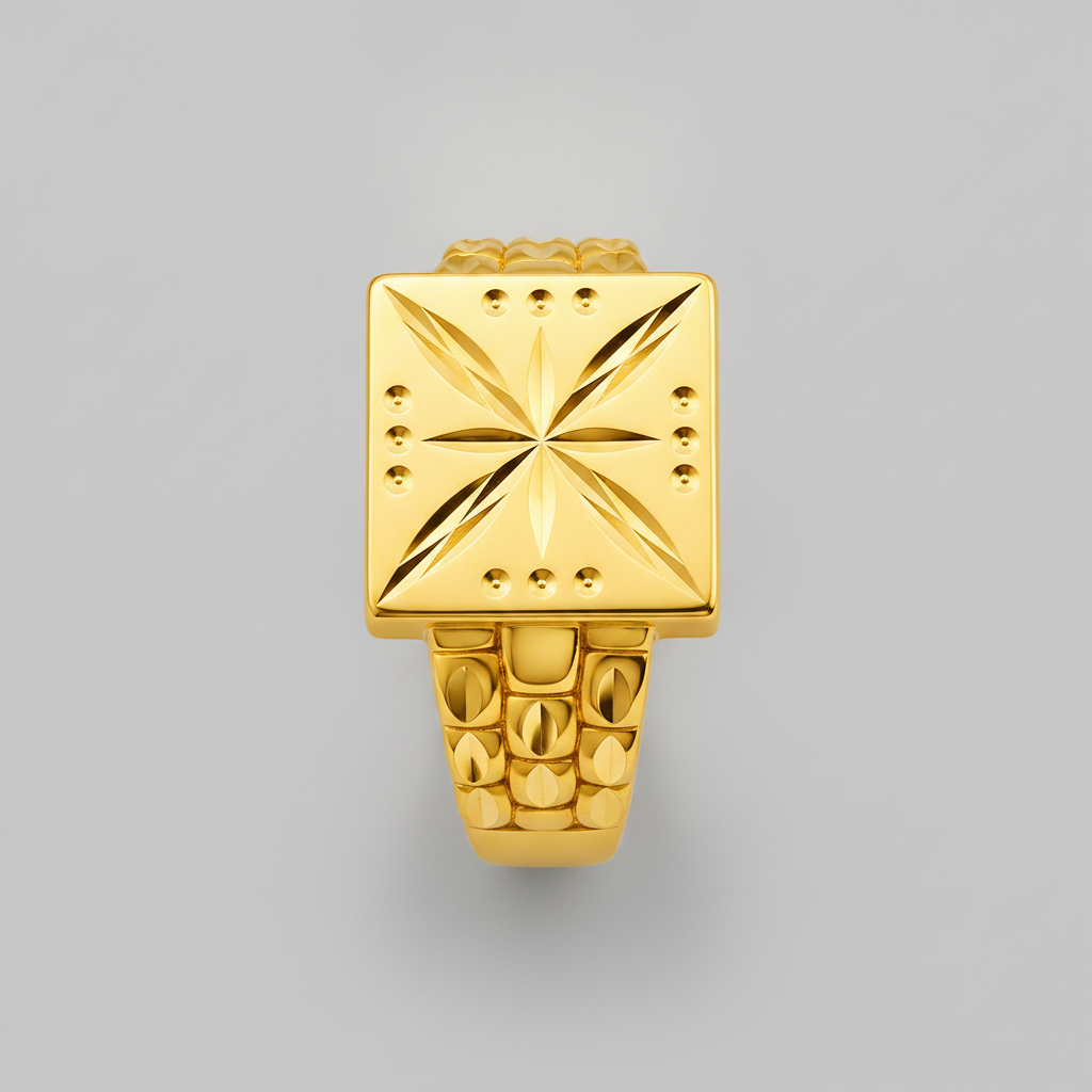 Regal Starburst Geometric Statement Ring for Men