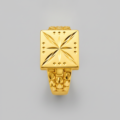 Regal Starburst Geometric Statement Ring for Men