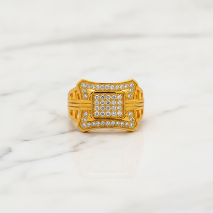 Imperial Geometric Crystal Crown Statement Ring for Men