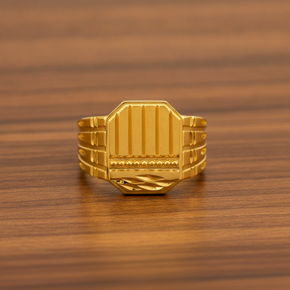 Regal Vertical Engraved Panel Statement Ring