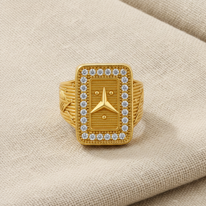 Crownline Crystal Rectangular Statement Ring for Men