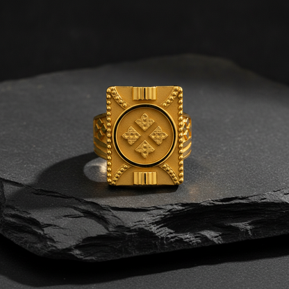 Royal Insignia Textured Statement Ring for Men