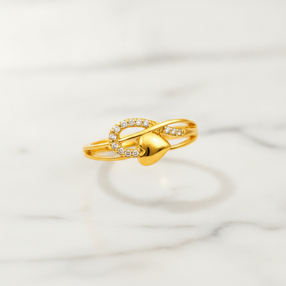 Elegant Heart & Infinity Cubic Zirconia Open Ring