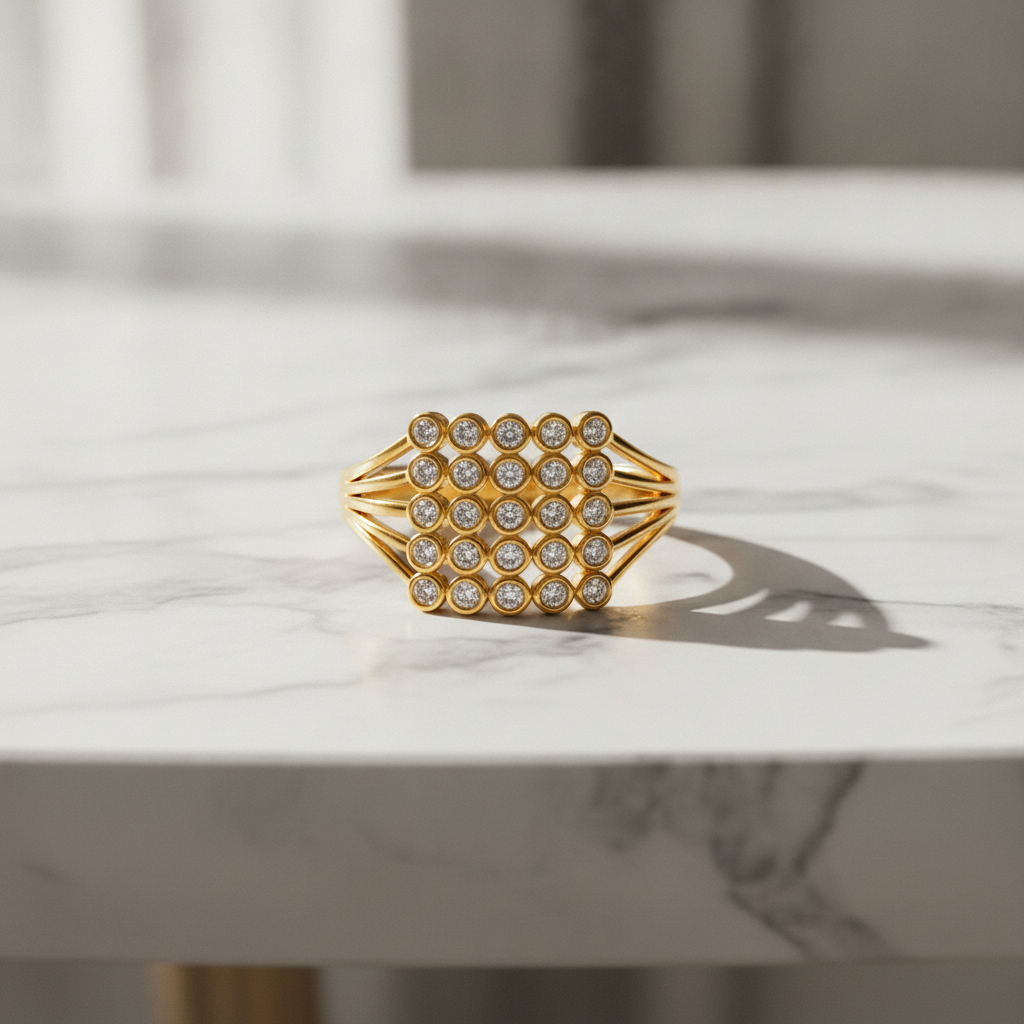 Royal Radiance Grid Sparkle Statement Ring for Women
