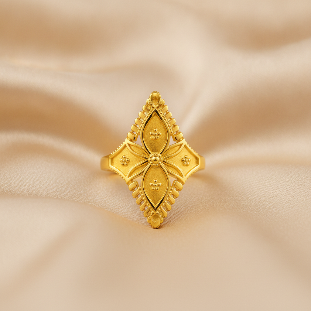 Royal Four-Petal Heritage Crest Statement Ring for Women