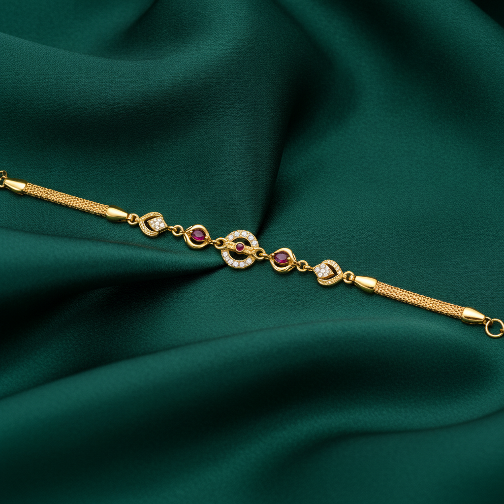 Regal Ruby Sparkle Link Bracelet for Women
