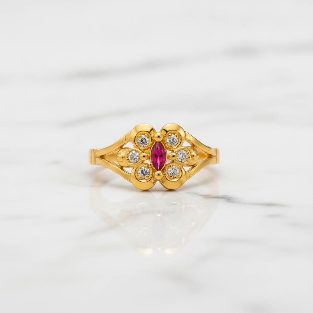 Imperial Ruby Floral Halo Ring