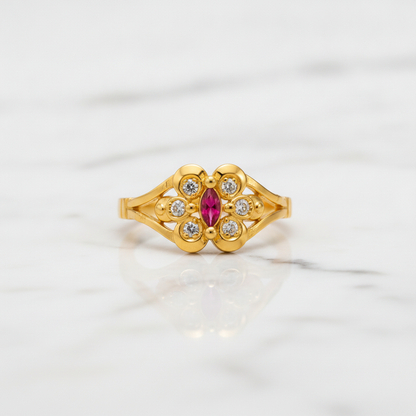 Imperial Ruby Floral Halo Ring