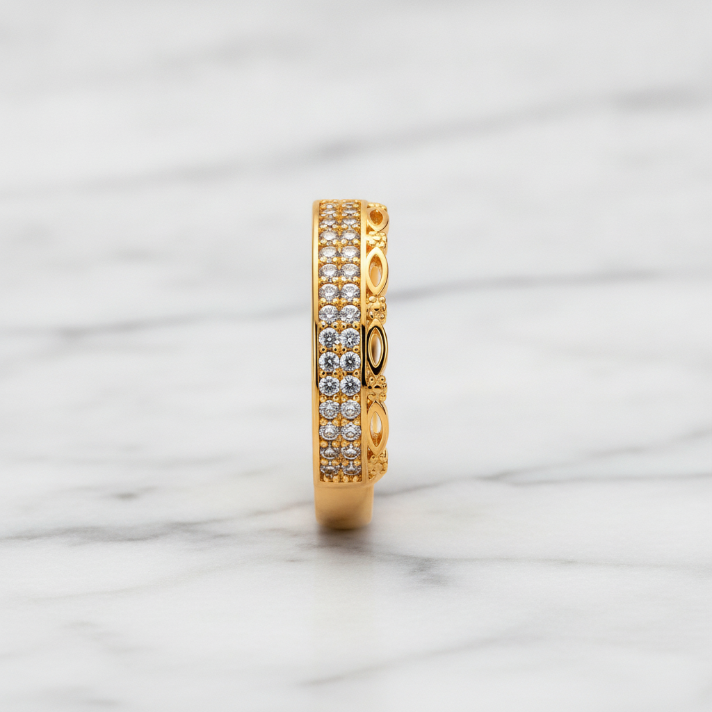 Royal Leafline Pavé Elegance Statement Ring for Women