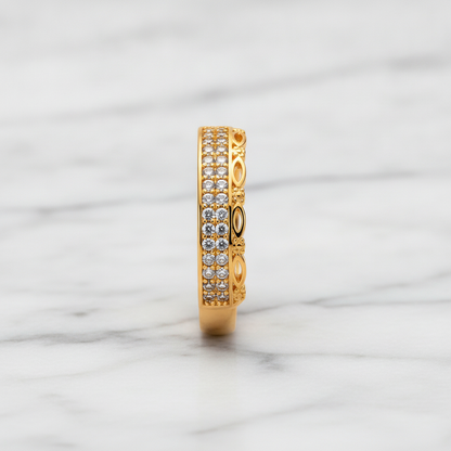Royal Leafline Pavé Elegance Statement Ring for Women