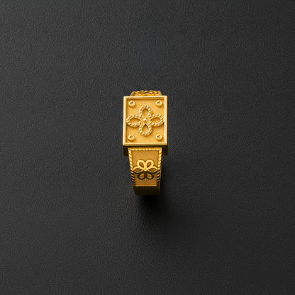 Royal Bloom Heritage Gold Statement Ring for Men