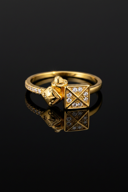 NuGold Royal Geometric Diamond Accent Gold Ring for Women