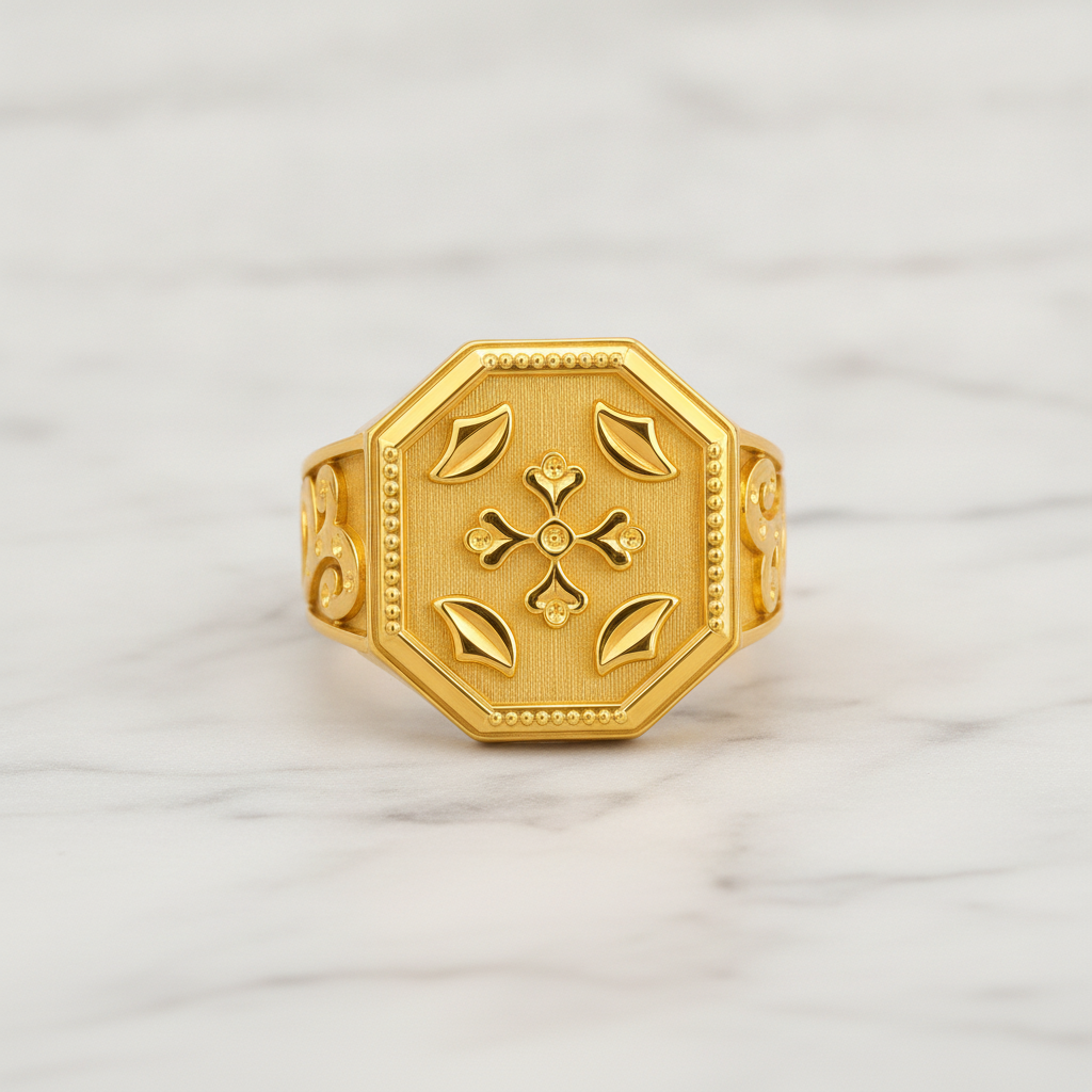 Imperial Fleur Crest Heritage Signet Ring for Men