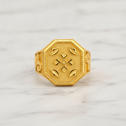 Imperial Fleur Crest Heritage Signet Ring for Men