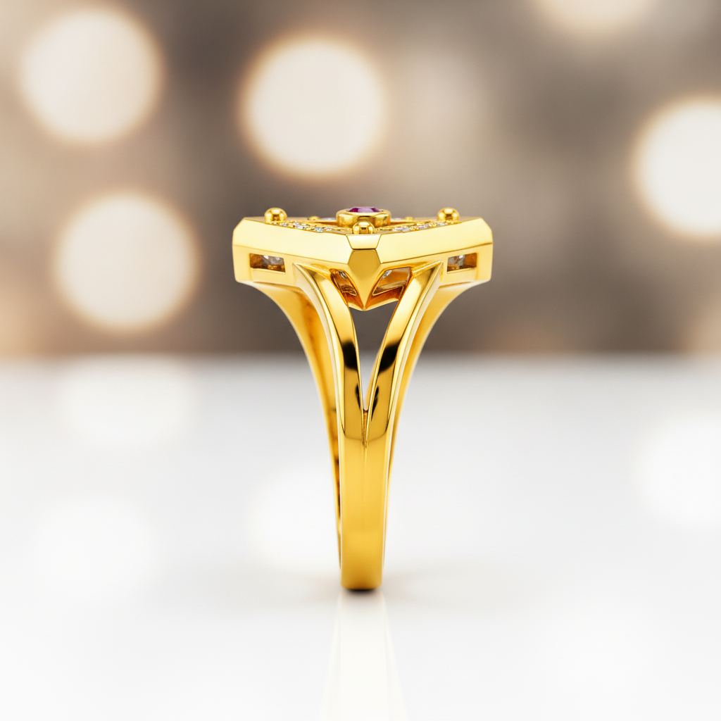 Royal Ruby Trigon Radiance Statement Ring for Women