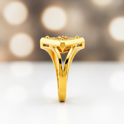 Royal Ruby Trigon Radiance Statement Ring for Women