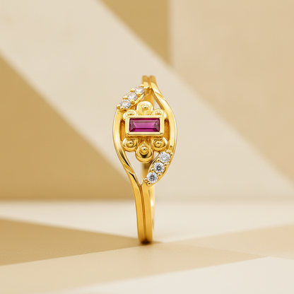 Regal Ruby Crest Sparkle Statement Ring for Women