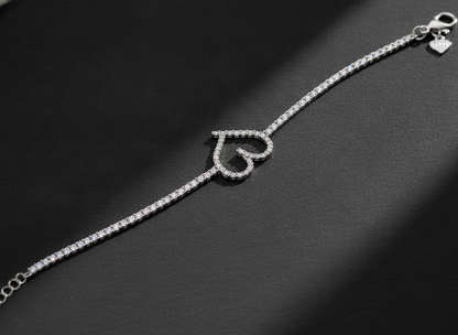 Heart Shape Cubic Zirconia 925 Sterling Silver Bracelet