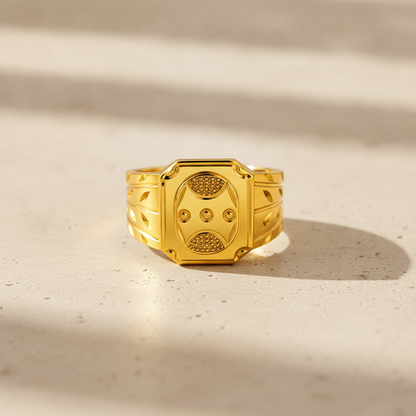 Regal Shield Pattern Statement Ring for Men