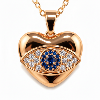Lucky Evil Eye Heart Pendant Chain Necklace for Women