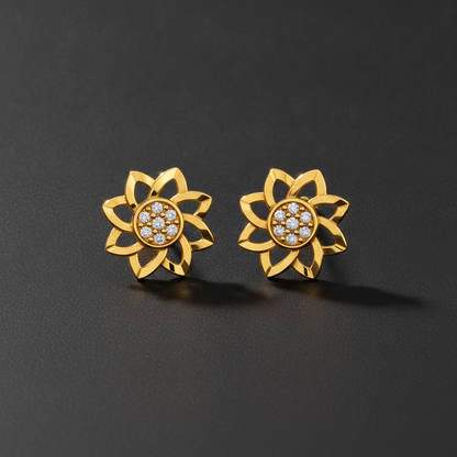 Elegant Floral Halo Sparkle Stud Earrings