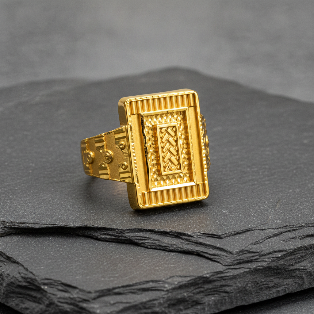 Majestic Woven Emblem Gold Ring For Men
