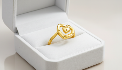 NuGold Double Heart Love Ring