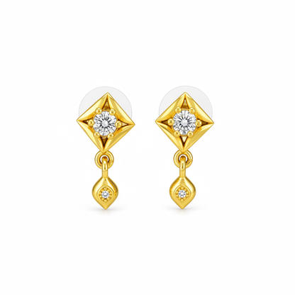 NuGold Geometric Crystal Drop Gold-Toned Stud Earrings for Women