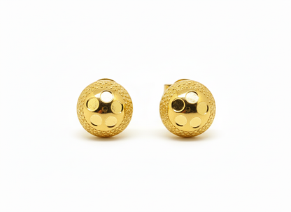 NuGold Textured Gold-Toned Round Stud Earrings for Women