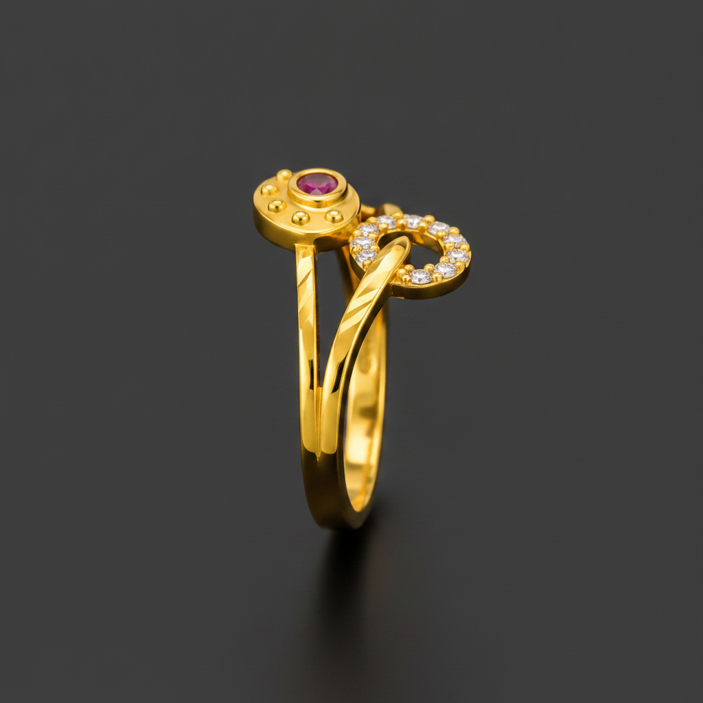 Royal Ruby Crystal Floral Wrap Statement Ring