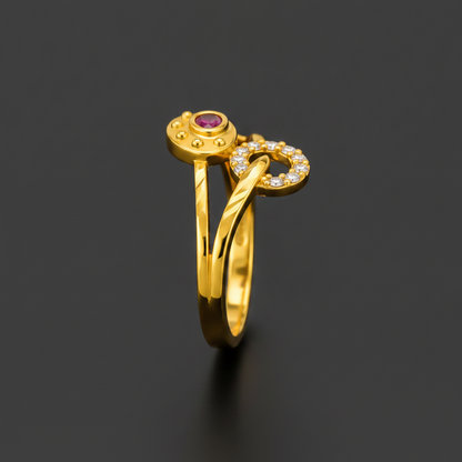 Royal Ruby Crystal Floral Wrap Statement Ring