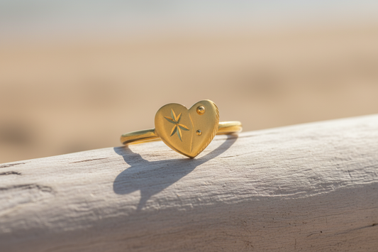 NuGold Golden Heart Charm Ring