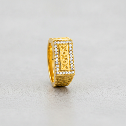 Imperial Geometric Crest Pavé Statement Ring