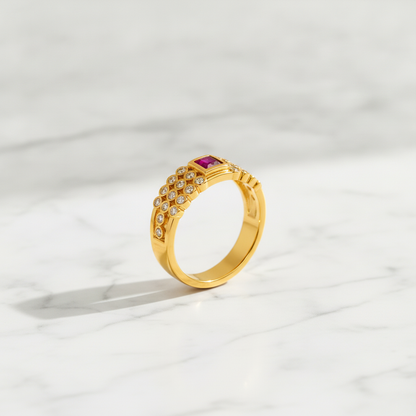 Royal Crimson Luxe Statement Ring