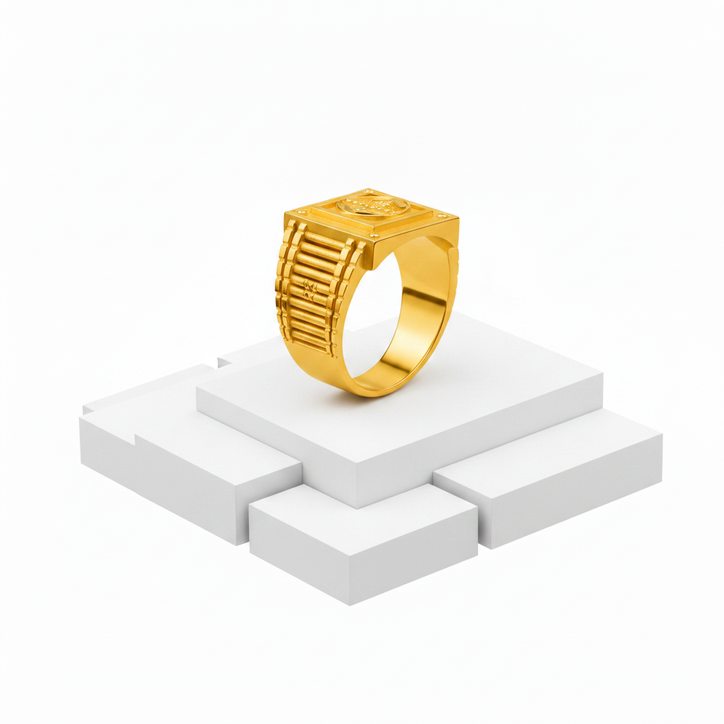 Imperial Emblem Geometric Statement Ring for Men