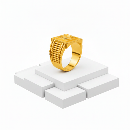 Imperial Emblem Geometric Statement Ring for Men