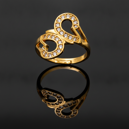 Regal Twin Teardrop Infinity Sparkle Statement Ring for Women