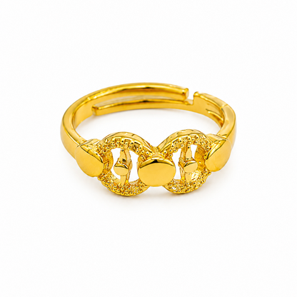 NUGOLD Elegant Twin Circle Heritage Adjustable Ring for Women