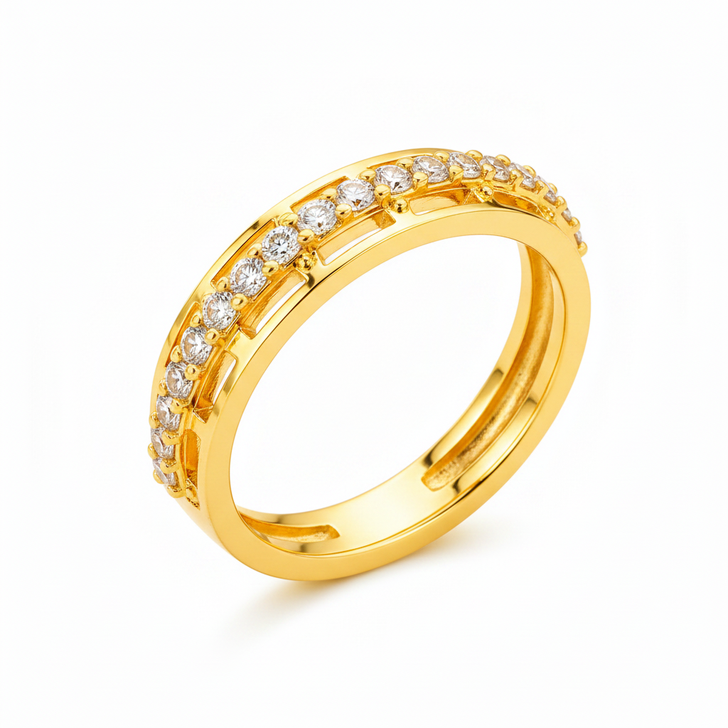 NUGOLD CZ Band Ring for Women With CZ Stone