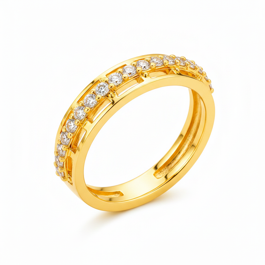 NUGOLD CZ Band Ring for Women With CZ Stone