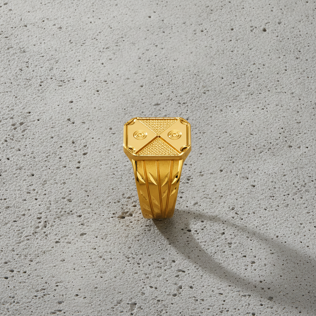 Royal Quad Crest Geometric Signet Ring for Men