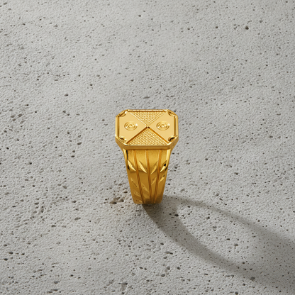 Royal Quad Crest Geometric Signet Ring for Men
